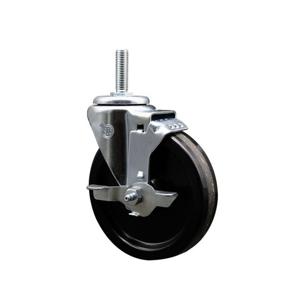 Service Caster 5 Inch Phenolic Wheel Swivel 34 Inch Threaded Stem Caster with Brake SCC SCC-TS20S514-PHR-TLB-34212